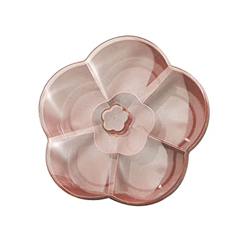 Btgghytr 6 Compartments Flower Shape Snack Storage Box Nut Candy Food Serving Tray With Lid Dried Fruit