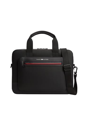Tommy Hilfiger Bolsa masculina Foundation para computador, preta, tamanho único