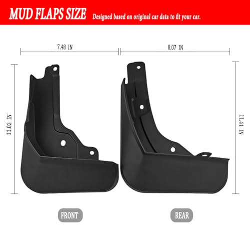 Image of Mud Flaps Mud Guards Fit for 2022 2023 2024 HAVAL H6S, Front & Rear Mud Splash Guards Accessories - 4 Pc, Black