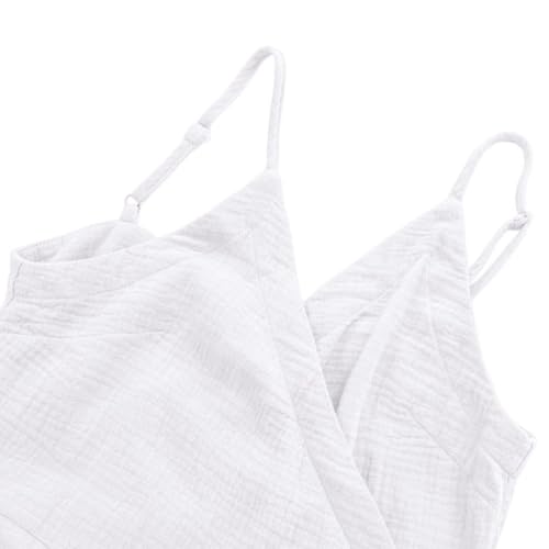 Image of Amazhiyu Women's Cotton Gauze Summer Midi Wrap Dress | Spaghetti Strap, Sleeveless, with Pockets, V-neckline