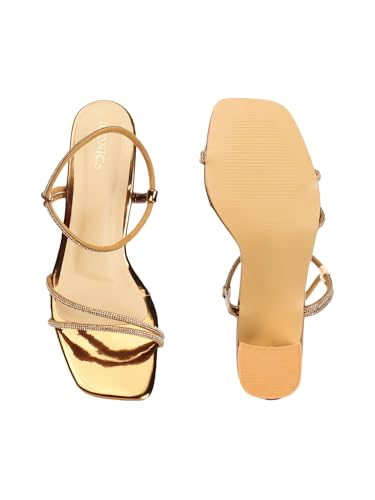 Image of Iconics Women Comfortable Block Heel Square Toe Ankle Strap fashion Sandal for Party, Wedding and Casual Use
