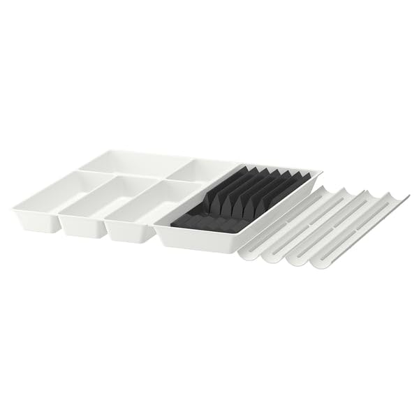 UPPDATERA Cubiertos+bandejas utsl/cuchillo+especiero, blanco/antracita, 72x50 cm