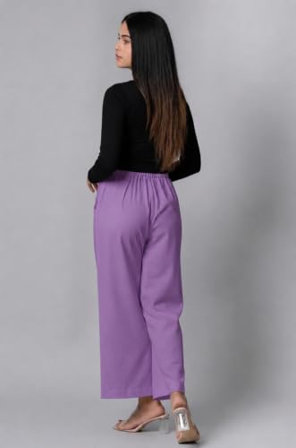 Image of Moirai Pure Cotton Wide Leg Women Trouser Stylish Mid Rise Relaxed Straight Fit Loose Pants Casual Travel Office Formal Wear