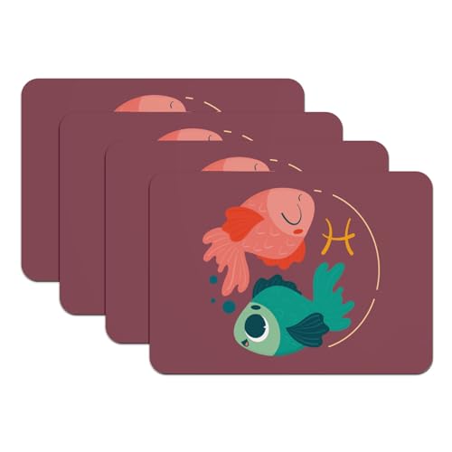 Sets de table signe astrologique Poissons rouge le cadeau idéal pour passionnés de zodiaque - 2