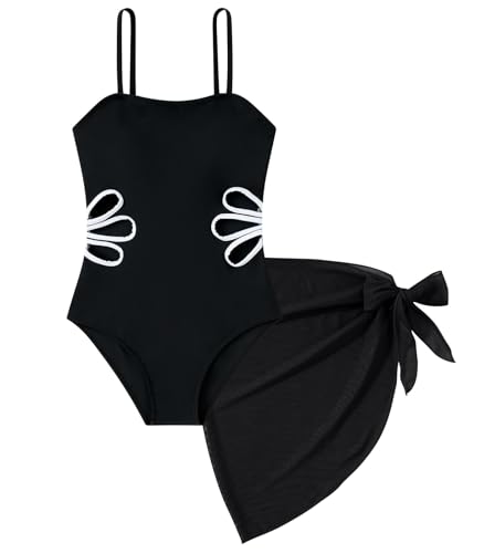 Image of Girls One Piece Swimsuit Bathing Suit with Cover Up Size 7-16