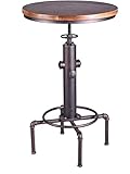 American Antique Industrial Solid Wood Water Pipe Design Cafe Coffe Industrial Bar Table (Bronze)