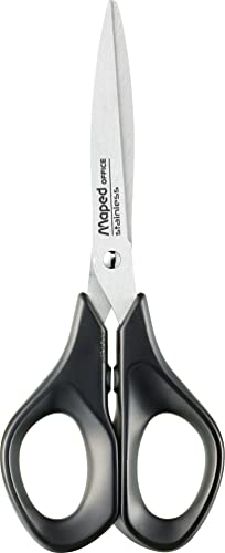 Image of MAPED Essential Soft Scissor 17cm - Stainless Steel, Ergonomic Handle, Durable & Smooth Cutting & Maped Advanced 17cm Scissor - Black, Multipurpose, Office & Household Use