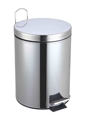 FEELINGS 5 Liter Stainless Steel Round Dust Bin with Touch-Toe-Opening & Soft-Close Lid | Fingerprint-Resistant Trash Bin for Bathroom Office & Compact Spaces