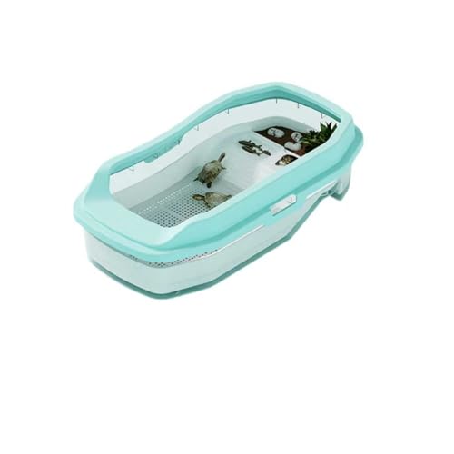 BHJWSA 亀の水槽 飼育箱 亀のケージ 亀の水槽 大型爬虫類飼育箱 軽量 脱走防止 (みどり,小さい)