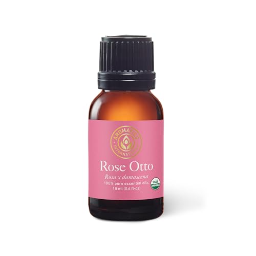 Aromatics International Premium Organic Rose Otto Essential Oil 18ml | 100% Pure Essential Oil for Diffusion & Aromatherapy