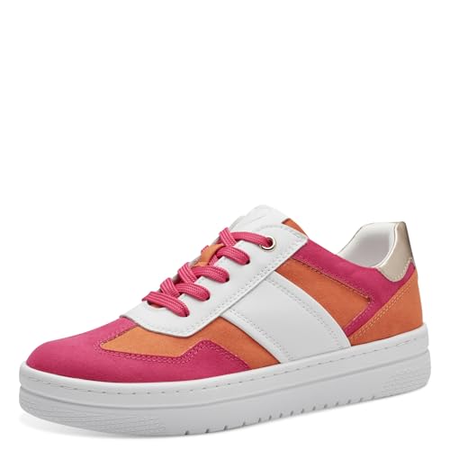MARCO TOZZI Damen Sneaker flach mit dicker Sohle Vegan, Mehrfarbig (White/pink), 39 EU