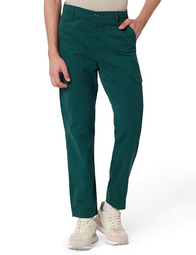 Image of The Indian Garage Co Men Slim Fit Solid Mid-Rise Cargos