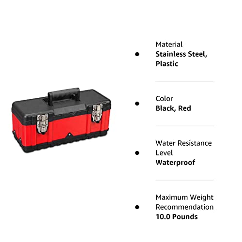 Jack Boss Steel Tool Box 15.5- Inch Small Portable Tool Box Organizer With Built-In Short Non-Slip Handle Car Tool Box With Removable Tray … #TOP7