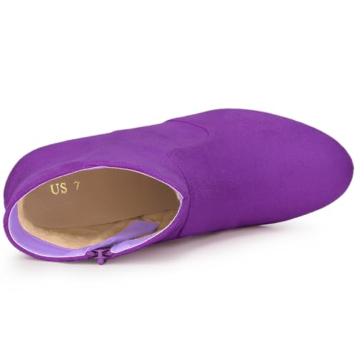 Allegra K Women's Heel Boots Round Toe Chunky Heels Ankle Boots4