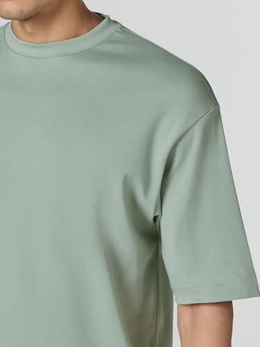 Image of XYXX Drift Oversized Tshirt for Men | 100% Combed Cotton | Solid Roundneck Drop Shoulders Half-Sleeve T Shirt