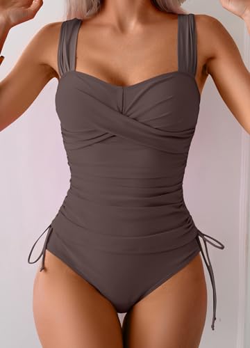 Image of B2prity Tankini Swimsuits for Women Tummy Control Two Piece Bathing Suit Coffee