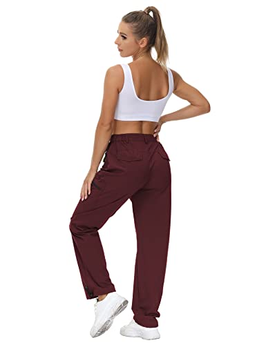 Vvk Women's Outdoor Hiking Pants Lightweight Quick Dry Water Resistant Mountain Trouser With Pockets Wine Red Large #TOP5