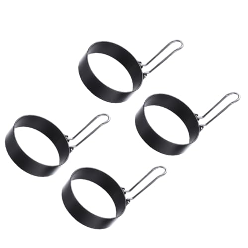 MUELODSIC 4個 煎蛋圈 油刷付 ノンスティックラウンド型フライパンケーキメーカー ステンレス製 卵焼きリング 朝食調理ツール 家用簡単クッキ