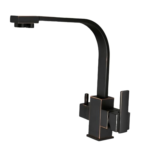 Robinet de cuisine noir osmoseur 360° à double sortie pour évier rétro