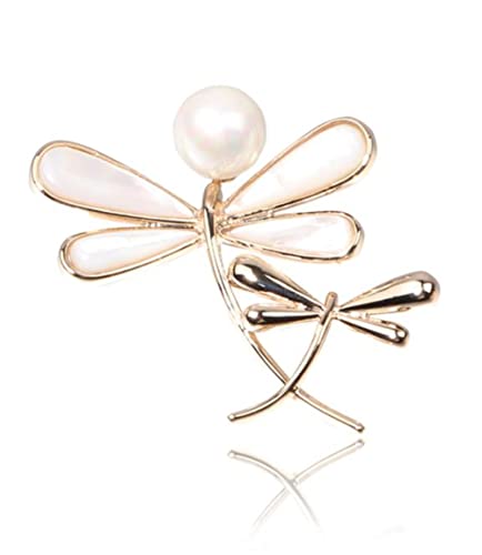 Simple Natural White Shell And Pearl Dragonfly Brooch For Men Women Insect Pins Coat Suit Lapel Pins Accessories Cute Brooch Pin Jewelry Gift For Summer Women Girls #TOP1