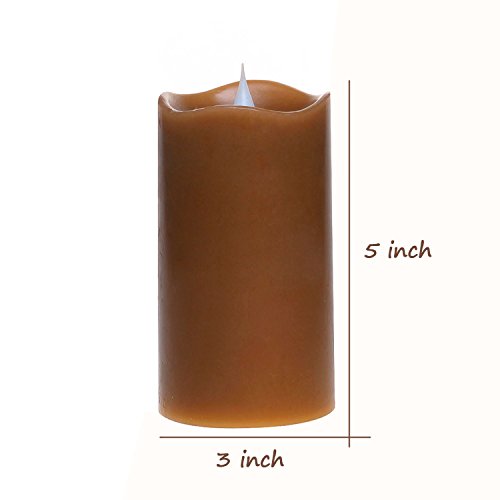 Image of 3D Moving Flame Led Candle With Timer, Dancing Flame Led Candle for Home Halloween Decoration, 3x5 Inch, Brown