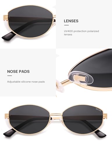 SOJOS Trendy Oval Round Polarized Sunglasses for Women Men, Retro Chic Circle Shades SJ12554