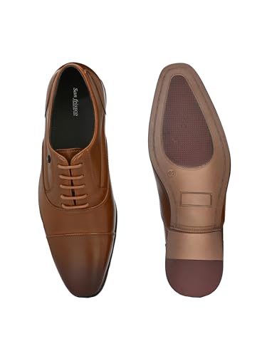 Image of San Frissco Mens Formal Shoes Lace Up Leatherette Oxfords /Soft Cushioned Footbed with TPR Sole /Comfortable, Stylish, Trending, Party, Outdoor Shoes for Office & College