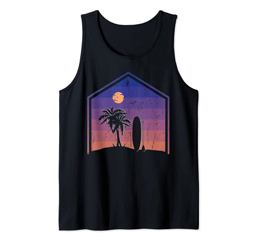 Sunset Tropical Beach Paddleboarder SUP Stand Up Paddling Tank Top, Black