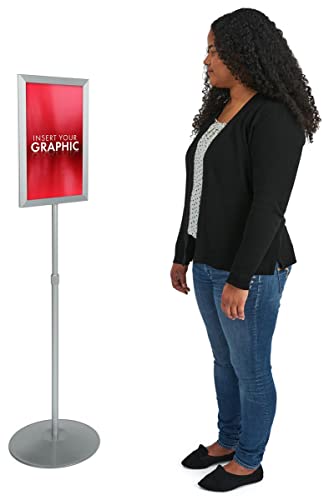 image for Displays2go Pedestal Sign Holder Stand with Telescoping Post, Double-S