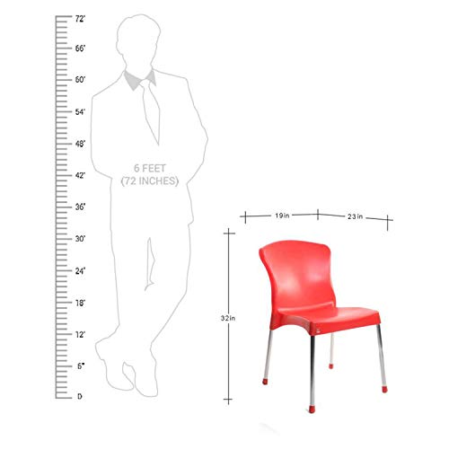 Image of Cello Milano Cafeteria Set of 4 Chairs (Red) | Strong and Durable | Easy to Clean | Chair for Living Room, Bed Room, Kitchen, Office Room, Outdoor | 3 Years Warranty