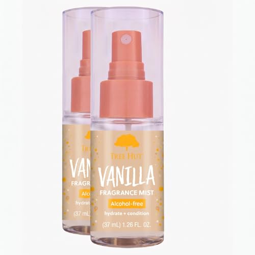 Tree Hut Mini Vanilla Hair &amp; Body Mist, Hydrating &amp; Alcohol-Free Body Spray, Fragrance with Vanilla, Sandalwood &amp; Coconut Notes, Alcohol-Free Formula, Versatile Body Spray, Travel Size, 1.26 fl oz