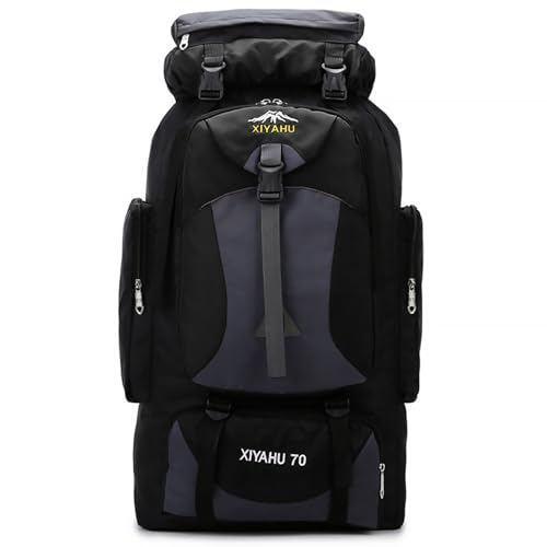 Lawaia 70L Hiking Backpack Large Camping Pack Backpacking Bag Rucking Backpacks Outdoor Trekking Travel Rucksack for Men Women-Black