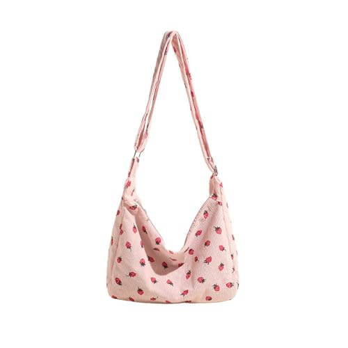 Strawberry Tote Bag for Women Adjustable Shoulder Bag Cute Zipper Purse Handbag