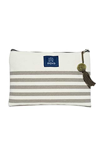 Image of AQVA Stripes Kraft Men's and Women's Printed Handmade, Eco Friendly Cotton Canvas Multi-Function Pouch -Set of 2