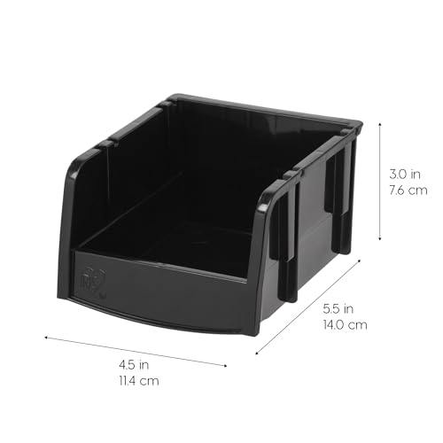 Image of IRIS USA Extra Small Stackable Storage Bins, 15-Pack, 5.5 x 4.5 x 3 inch, |Made in USA|, Plastic Open Front Shelf Bin for Organizing Parts, Hardware, Tools, Supplies, Garage Shelf, Pantry - Black