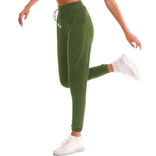 Stanpetix Joggers for Women with Pockets - Sports Pants Sweatpants for Running Exercise (OliveDrab,M)