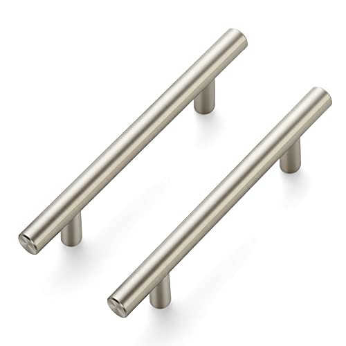 Image of Ravinte 1 Pack | 6'' Cabinet Pulls Satin Nickel Stainless Steel Kitchen Drawer Pulls Cupboard Pulls Brushed Nickel Cabinet Handles 6 inchLength with 3.75 inch Hole Center