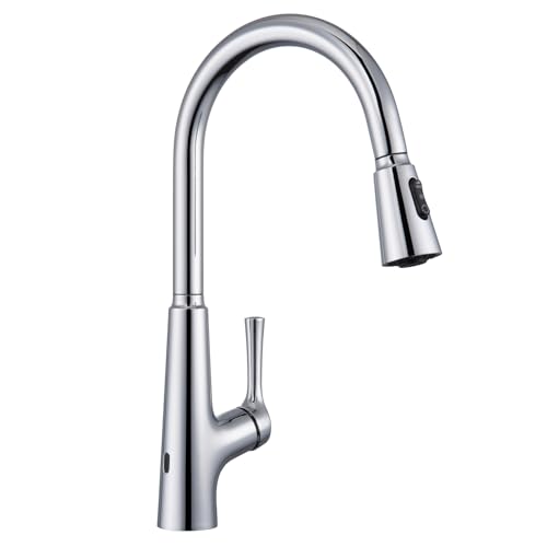 CREA Robinet de Cuisine Douchette Infrarouge Touchless Sensor, Mitigeur Cuisine Automatique à Infrarouge,Robinet Evier de Cuisine avec 3 Modes Douchette...