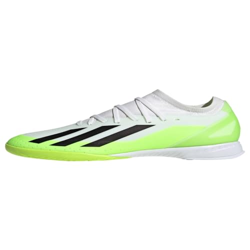 adidas Unisex-Adult X Crazyfast.3 Indoor Soccer Shoe, White/Core Black/Lucid Lemon, 10.5