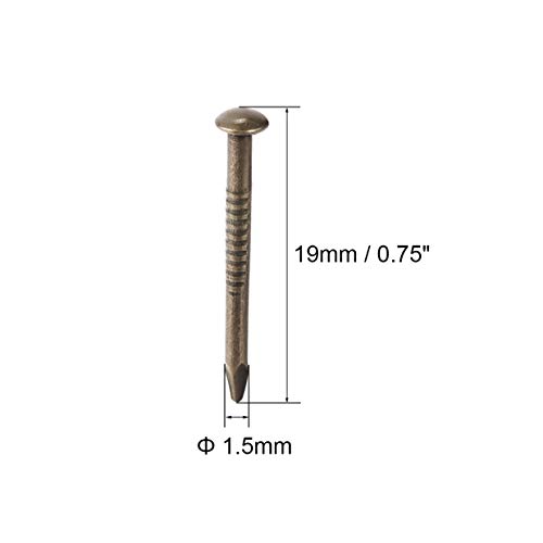 uxcell clavos pequeños de acero al carbono 1.5x19 mm para accesorios decorativos de cajas de madera, tono bronce, paquete de 200 piezas miniatura 3