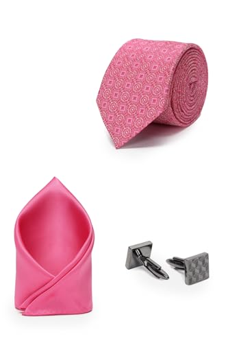 Van Heusen Men's Neck Tie Gift combo with Pocket Square and Cuffl...