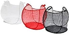 Mesh Laundry Basket, Collapsible, White