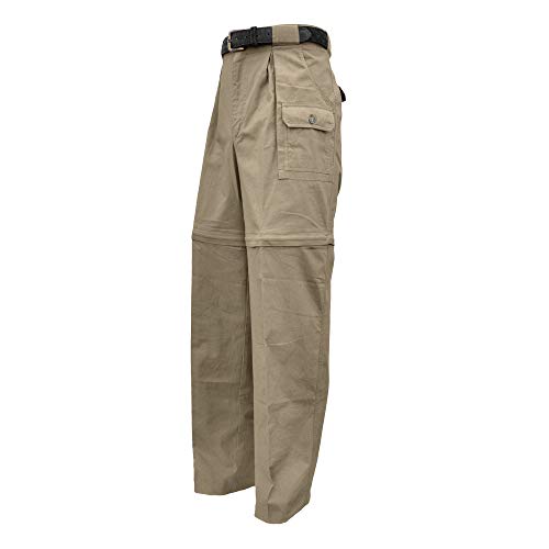 Zambezi Convertible Pants for Men, Covered Utility Pocket, Zip Off, 100% Cotton