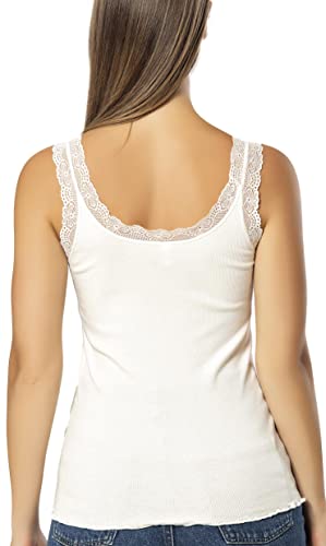 VAVONNE Lace Camisole Tank Tops for Women, Soft Stretch Ribbed Cotton Cami4