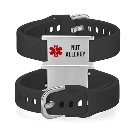 Image of LinnaLove Medical Alert ID Bracelet - Adjustable Silicone Band, Custom or Pre-Engraved Options, QR Code Available