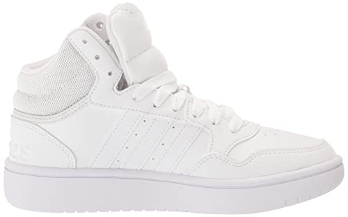 adidas Sapato de basquete feminino Hoops 3.0 Mid, Branco/Cinza painel, 7