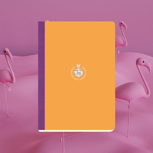 Image of flexbook Smartbook Notebook Ruled Orange | Large | 17x24cm | 160 pages | 70gsm Fabriano Ivory Paper | Colorful Eco Paper Cover | with Purple linen spine