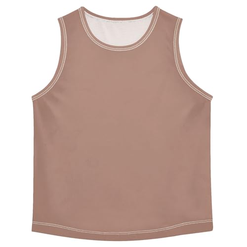 J JOYSAY Brown Boys Tank Top Sleeveless Muscle Shirts Quick Dry Sport Active Workout Kids T-Shirts Casual Children Undershirts 9-10T