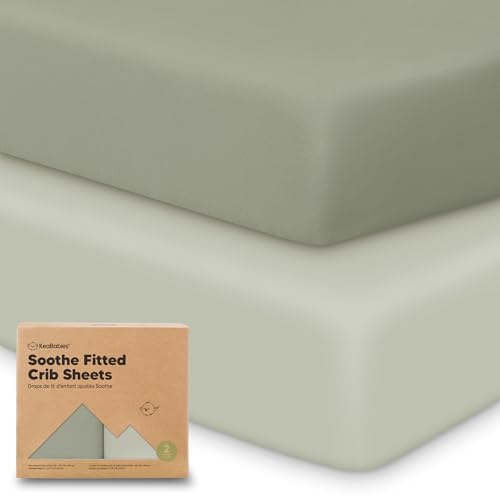 Image of KeaBabies 2-Pack Organic Crib Sheets for Boys, Girls - 52x28 Fitted Crib Mattress Sheet Neutral, Breathable Jersey Cotton Cover for Baby Bed, Toddler Mattress, Soft & Cute Prints (Lichen)