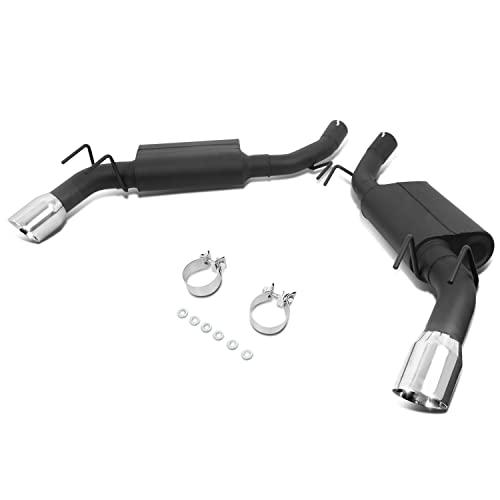 DNA MOTORING CBE-UR-006 4 Inches Oval Style Muffler Axle-Back Exhaust Systems Compatible with 2010-2015 Chevy Camaro 6.2L
